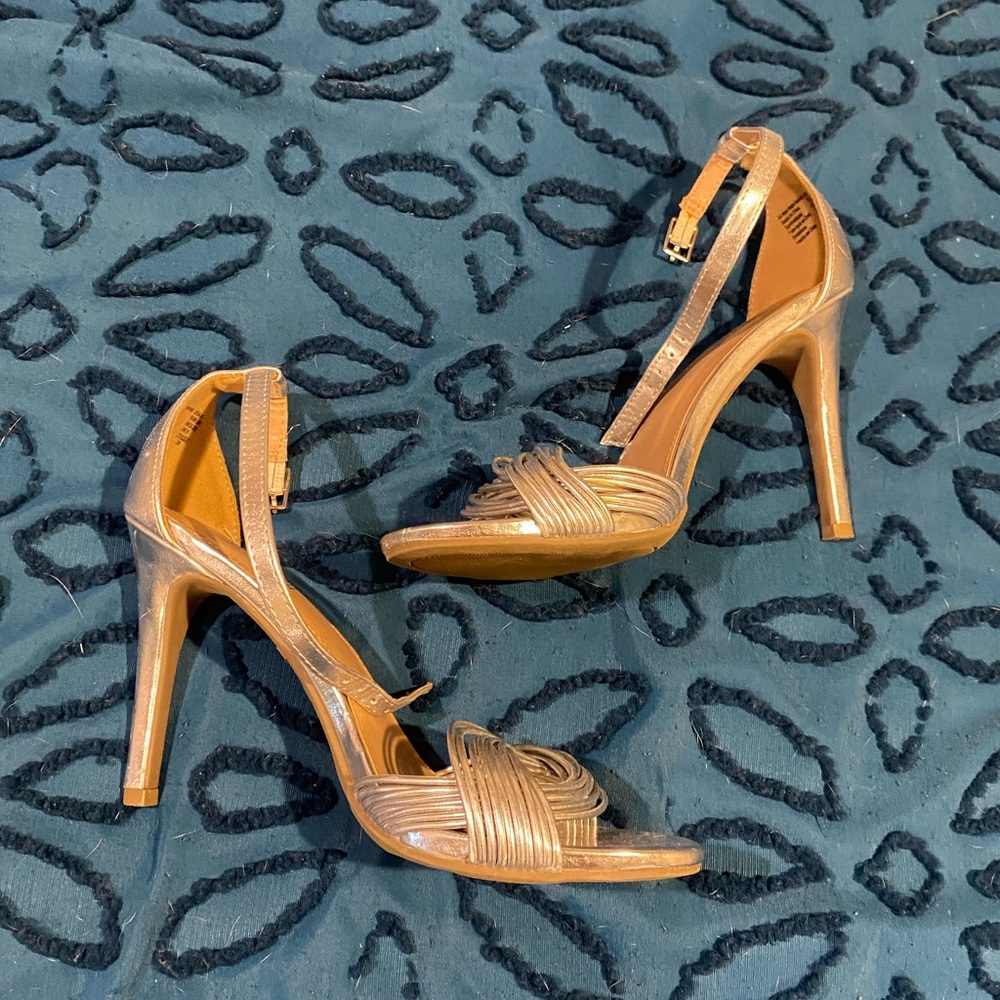 Brash Shimmering Gold Strappy Heels